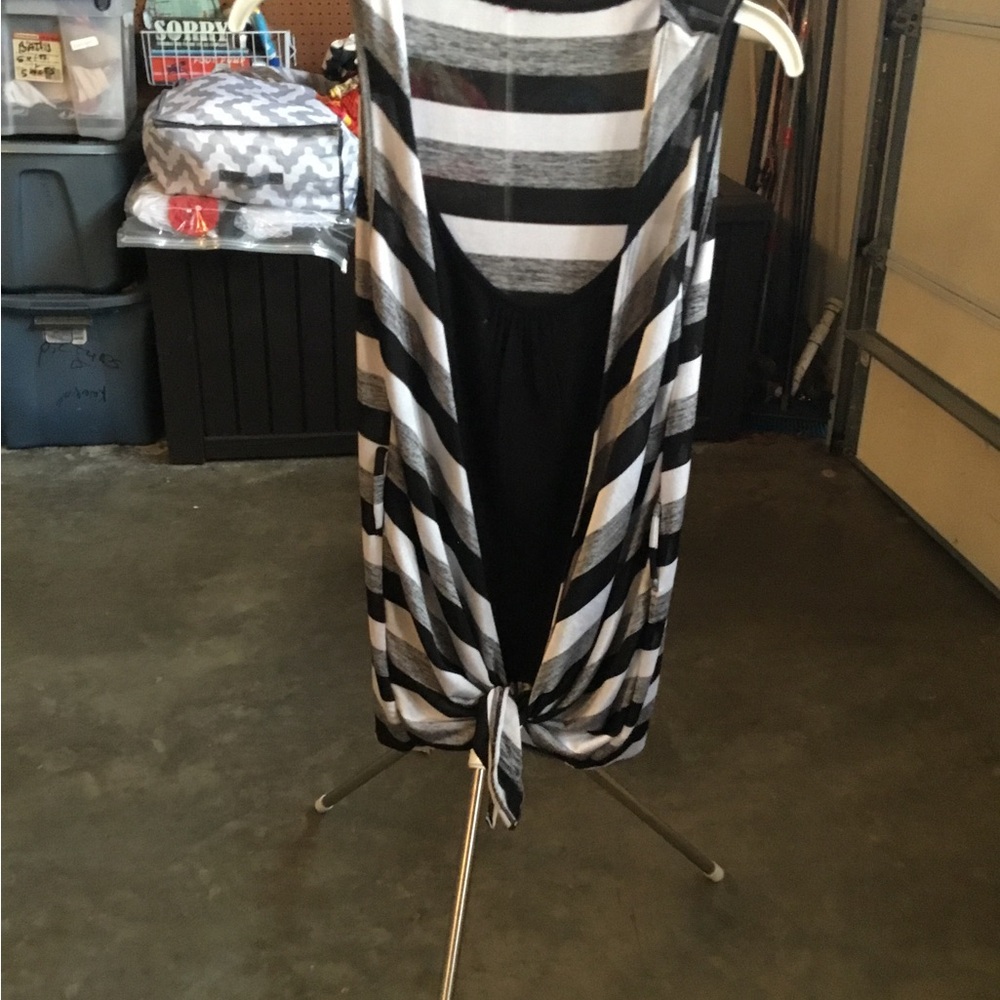 Black and White Striped Sleeveless Top
